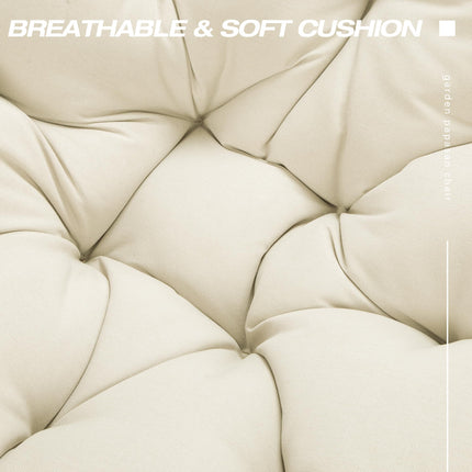 Wicker Papasan Chair with Cushion and 360 Degree Swivel Base