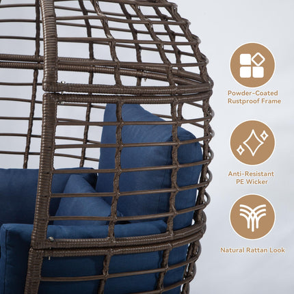 Wicker Egg Chair Outdoor with Ottoman - Indoor Egg Chair