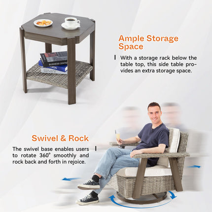 Outdoor 360 Degree Swivel Rocker Chair Patio Rattan Chair