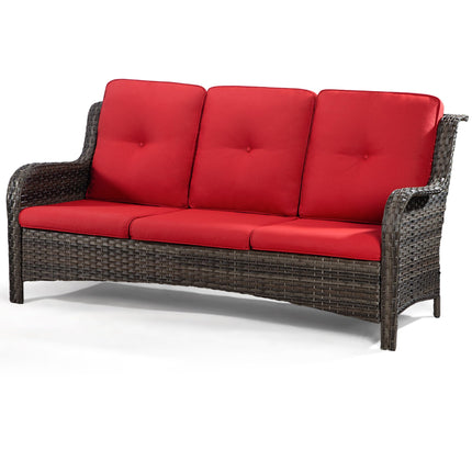 Outdoor Patio Couch Wicker Sofa - 3 Seater Rattan Sofa