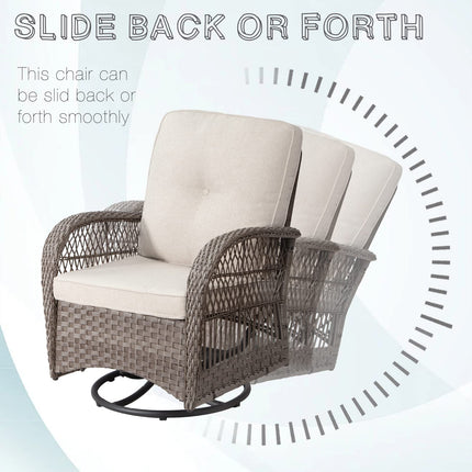 Wicker Swivel Rocking Chair Set with Matching Coffee Table