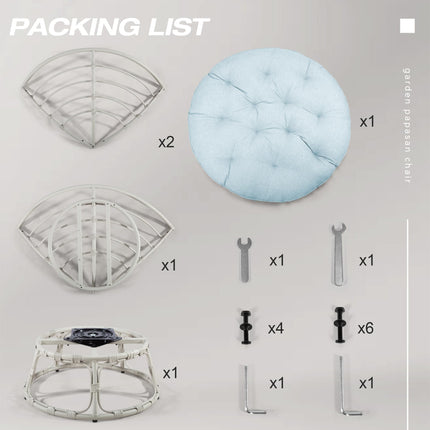 Papasan Chair with Cushion and 360 Degree Swivel Base