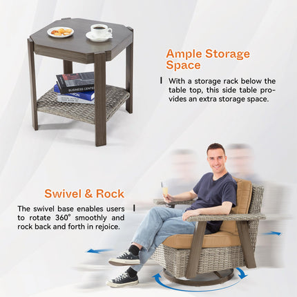 Outdoor 360 Degree Swivel Rocker Chair Patio Rattan Chair