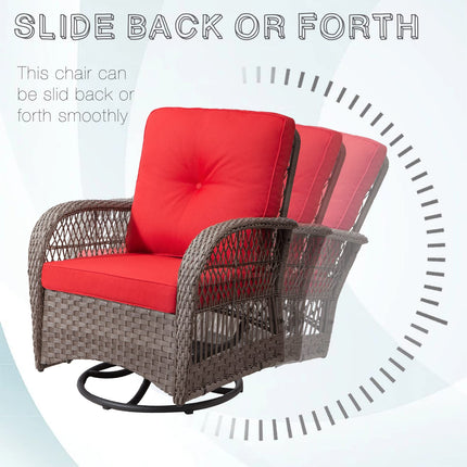 Wicker Swivel Rocking Chair Set with Matching Coffee Table