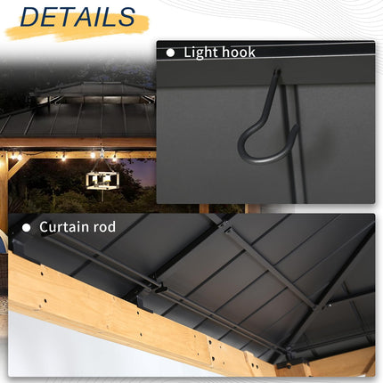 Double Hardtop Roof Wood Gazebo