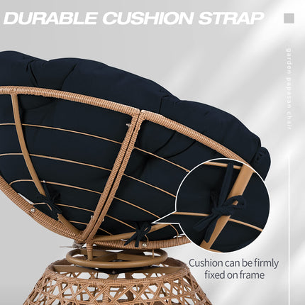 Wicker Papasan Chair with Cushion and 360 Degree Swivel Base