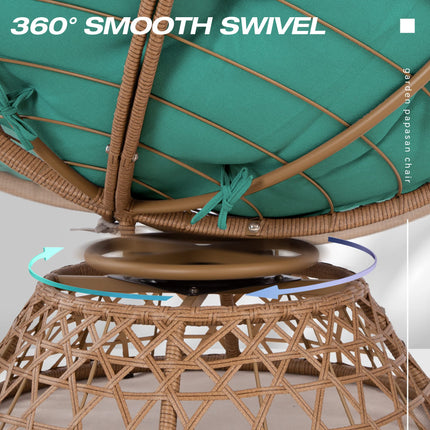 Wicker Papasan Chair with Cushion and 360 Degree Swivel Base