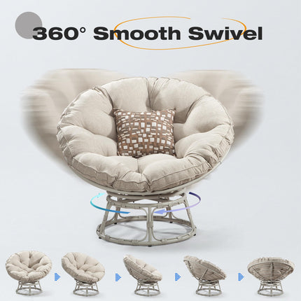 Papasan Chair with Cushion and 360 Degree Swivel Base