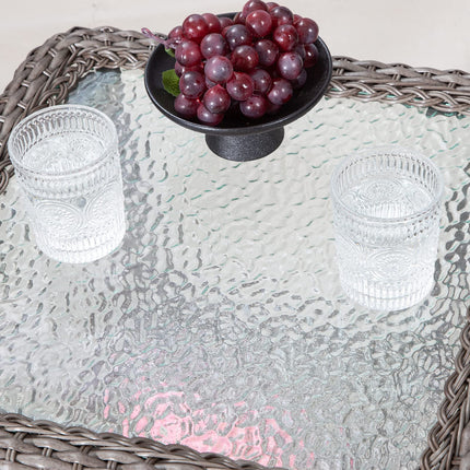 Wicker Swivel Rocking Chair Set with Matching Coffee Table