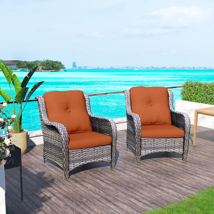 Outdoor Wicker Chair Rattan Patio Dining Chairs Set of 2 PE Wicker Patio Chairs