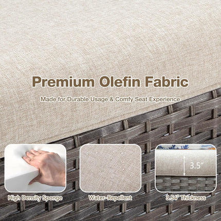 Outdoor Patio Couch Wicker Sofa - 3 Seater Rattan Sofa