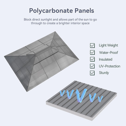 Outdoor Hardtop Gazebo with Double-Tier Polycarbonate Roof