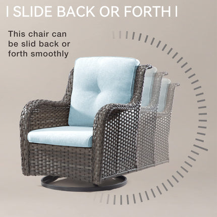 Outdoor Swivel Rocker Chairs Set of 2 and Matching Side Table