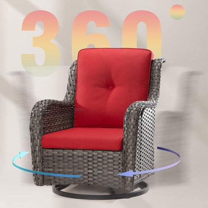 Outdoor Swivel Rocker Chairs Set of 2 and Matching Side Table