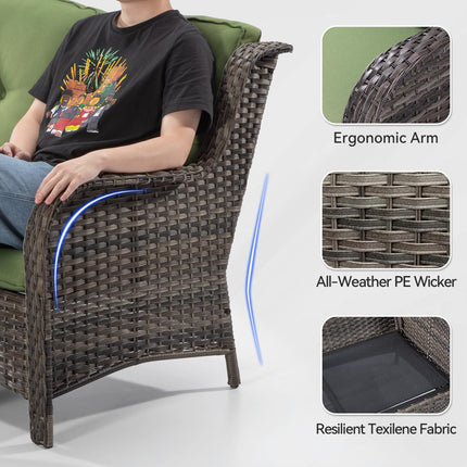 Outdoor Patio Couch Wicker Sofa - 3 Seater Rattan Sofa