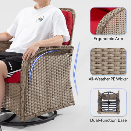 Outdoor Swivel Rocker Chair Set 3 Piece Patio Furniture Set