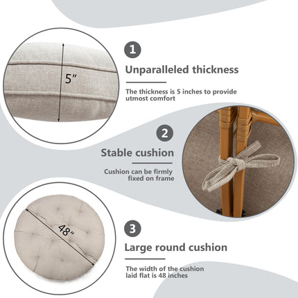 Papasan Chair with Cushion and 360 Degree Swivel Base