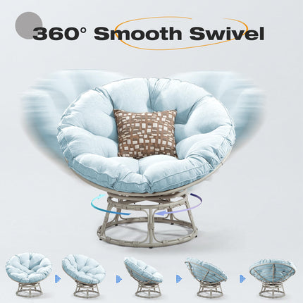 Papasan Chair with Cushion and 360 Degree Swivel Base
