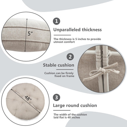 Papasan Chair with Cushion and 360 Degree Swivel Base