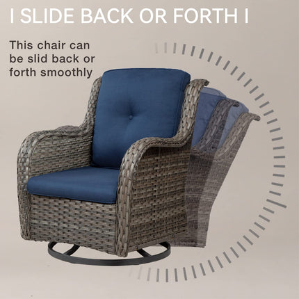 Outdoor Swivel Rocker Chairs Set of 2 and Matching Side Table