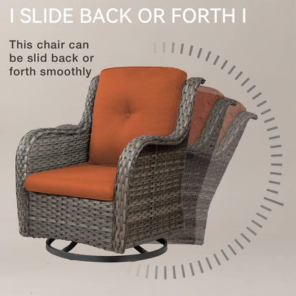 Outdoor Swivel Rocker Chairs Set of 2 and Matching Side Table