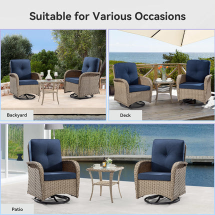 Outdoor Swivel Rocker Chair Set 3 Piece Patio Furniture Set